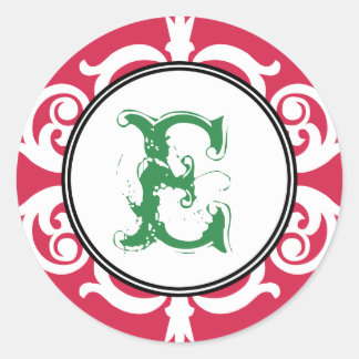Rode groene gothic punk monogram initiaal huwelijk ronde sticker