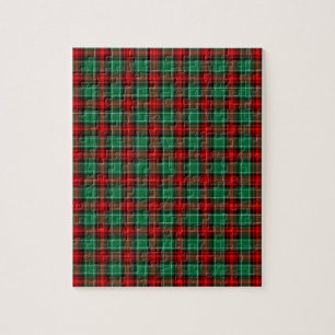 Rode groene kerst geruite patroon legpuzzel
