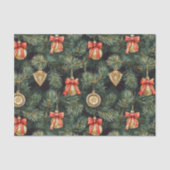 Rode groene kerstbomen Gouden Ornamenten Tissuepapier (Voorkant)