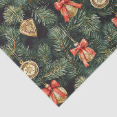 Rode groene kerstbomen Gouden Ornamenten Tissuepapier (Detail)