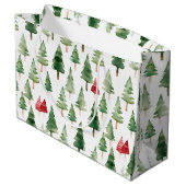 Rode groene kerstbomen groot cadeauzakje (Achterkant Gekanteld)