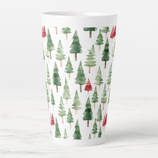 Rode groene kerstbomen latte mok (Voorkant)