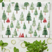 Rode groene kerstbomen theedoek (Gevouwen)