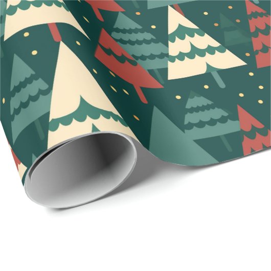 Rode Groene Kerstboom Bos Gift Cadeaupapier (Rol Hoek)