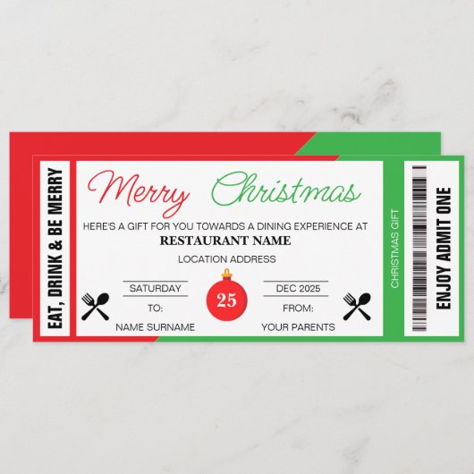 Rode Groene Kerstcadeaubon (Voorkant / Achterkant)