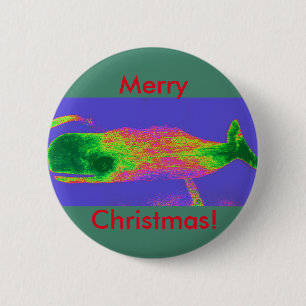 Rode/groene kerstknoop ronde button 5,7 cm