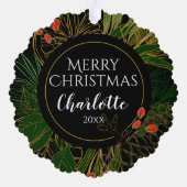 RODE & GROENE KERSTKRANS, GEPERSONALISEERD ORNAMENT KAART (Achterkant)