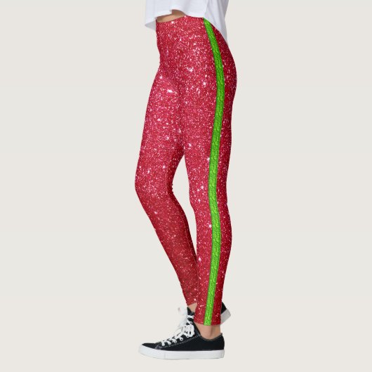 Rode groene kerstLeggings stripes Leggings (Links)