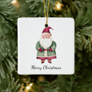 Rode groene kerstman keramisch ornament