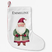Rode groene kerstman kleine kerstsok (Voorkant)