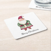 Rode groene kerstman vierkante kartonnen onderzetter (Schuin)