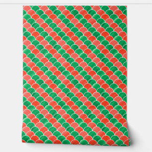 Rode groene kerstschaal patroon behang