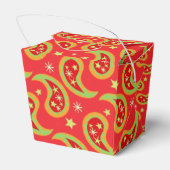 Rode groene kerstster paisley geschenkdoos bedankdoosjes (Achterkant)