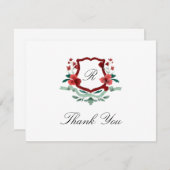 Rode & Groene Klassieke Kerst Crest Bedankkaart (Voorkant / Achterkant)