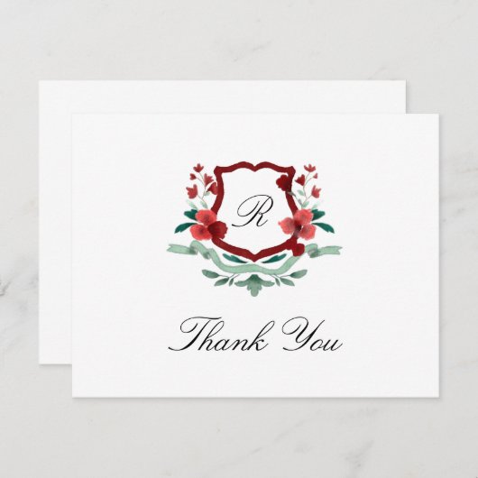 Rode & Groene Klassieke Kerst Crest Bedankkaart (Voorkant / Achterkant)