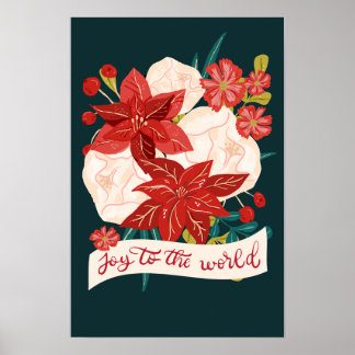 Rode Groene Klassieke Kerst Florale Poinsettia Poster