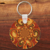 Rode groene kool Retro  bloemen design Sleutelhanger (Voorkant)