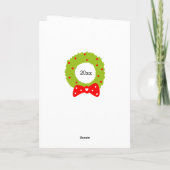 Rode Groene Krans Bow Kat Kerstmis Verjaardag Kaart (Achterkant)