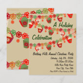 Rode + Groene Lantaarns Aangepaste Kerstmis Uitnod Kaart (Voorkant / Achterkant)