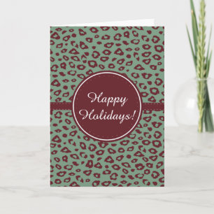 Rode groene luipaardprint Kerstmis Feestdagen Kaart