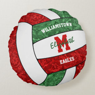 Rode groene meisjes volleybal team geest rond kussen