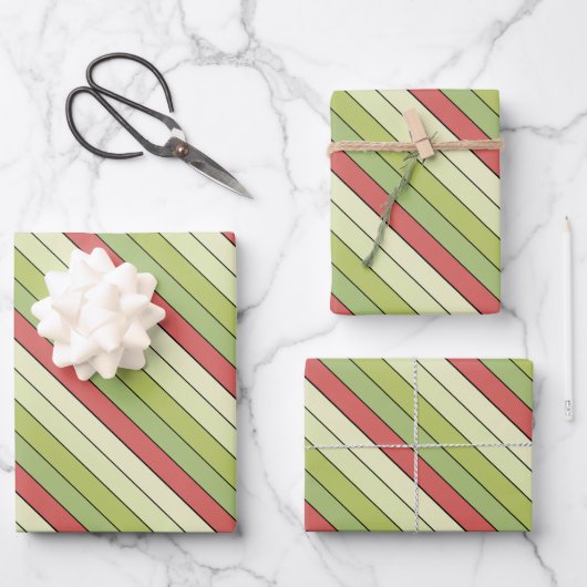 Rode groene meloen kleur strepen op Waterverf papi Inpakpapier Vel (Voorkant)