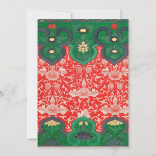 Rode & Groene Mystieke Lotus Aziatisch Abstract Feestdagenkaart