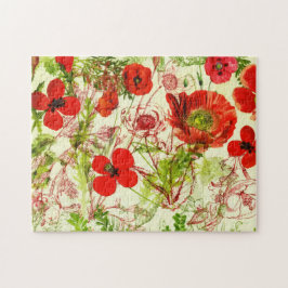  rode groene papavers zomerbloemen legpuzzel