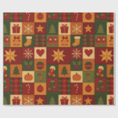 Rode Groene Patchwork Dekbed Rustieke Boerderij Bl Cadeaupapier (Vlak)