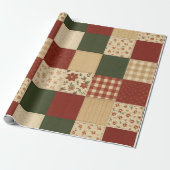 Rode Groene Patchwork Dekentel Rustieke Boerderij Cadeaupapier (Uitgerold)