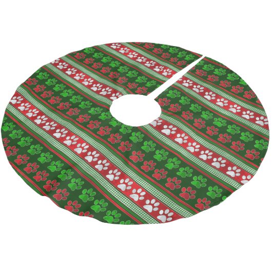 Rode groene poot print patroon vakantie boom rok kerstboom rok (Gekanteld)