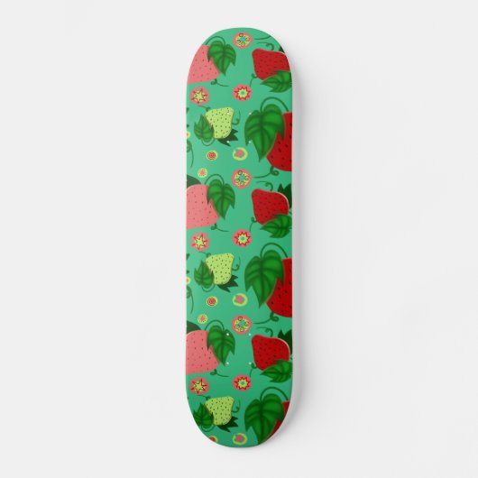 Rode groene roze aardbeien skateboard (Voorkant)