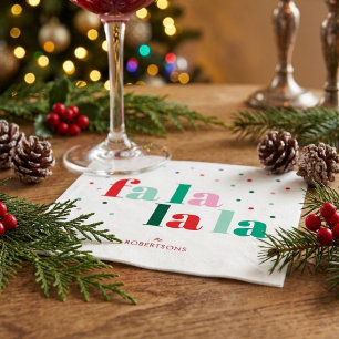 Rode Groene Roze Fa La La La Kerst Papieren Servet
