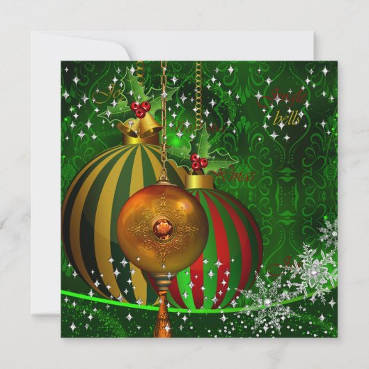 Rode groene Snowflake kerstfeest Kaart (Achterkant)