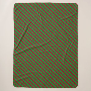 Rode & groene strepen glitters sherpa deken