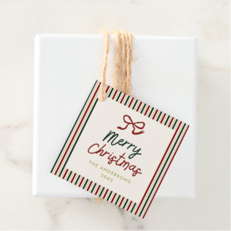 Rode & Groene Strepen & Strik Kerst Bedankjes Labels