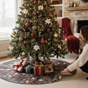 Rode Groene Tartan Bloemen Feestelijke Kerstmis Kerstboom Rok