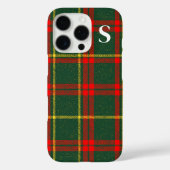 Rode groene tartan plaid met monogram Case-Mate iPhone case (Achterkant)