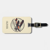 rode groene tweedekker gepersonaliseerd bagagelabel (Voorkant horizontaal)