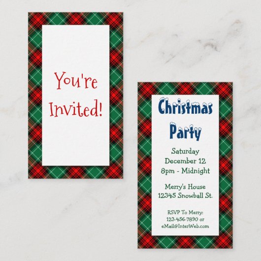 Rode Groene Vakantie Party Invitation Visitekaartj Informatiekaartje (Voorkant / Achterkant)