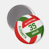 rode groene volleybal met teamnaam magneet (Voorkant / Achterkant)