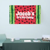 Rode Groene Watermeloen Verjaardagsfeestje Spandoek (Beurs)