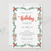 Rode Groene Waterverf Chique Kerstmis Feest Kaart (Voorkant)