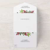 Rode groene Waterverf Floral laat tuinbruiloft ove All In One Uitnodiging (Buitenkant)