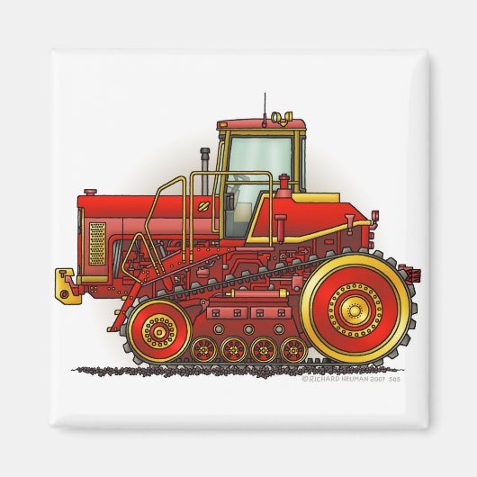 Rode Grote Dozer Tractor Magneten (Voorkant)