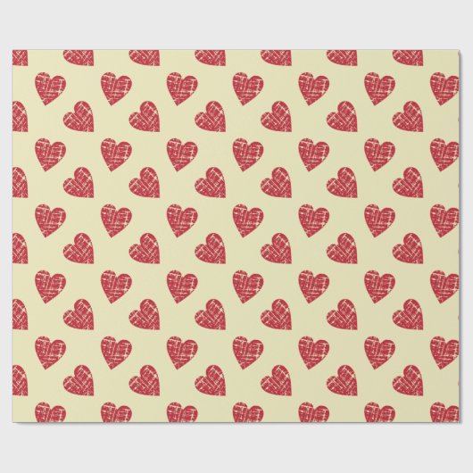 Rode Grunge Harten Valentijn Cadeaupapier (Vlak)