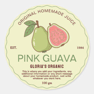 Rode Guave Sap Vruchtensap Ambachtelijk Product Ronde Sticker