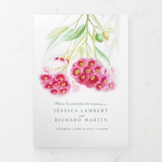 Rode gumnoot eucalyptus bloemen waterverf drieluik programma (Cover)