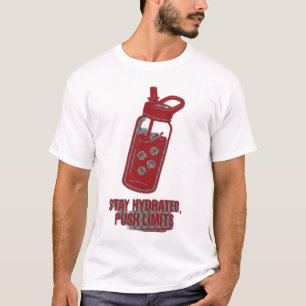 Rode Gym Waterfles Blijf Gehydrateerd Duw Grenzen T-shirt