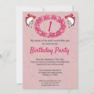 Rode haaien & Roos krans 1e Verjaardag Kaart